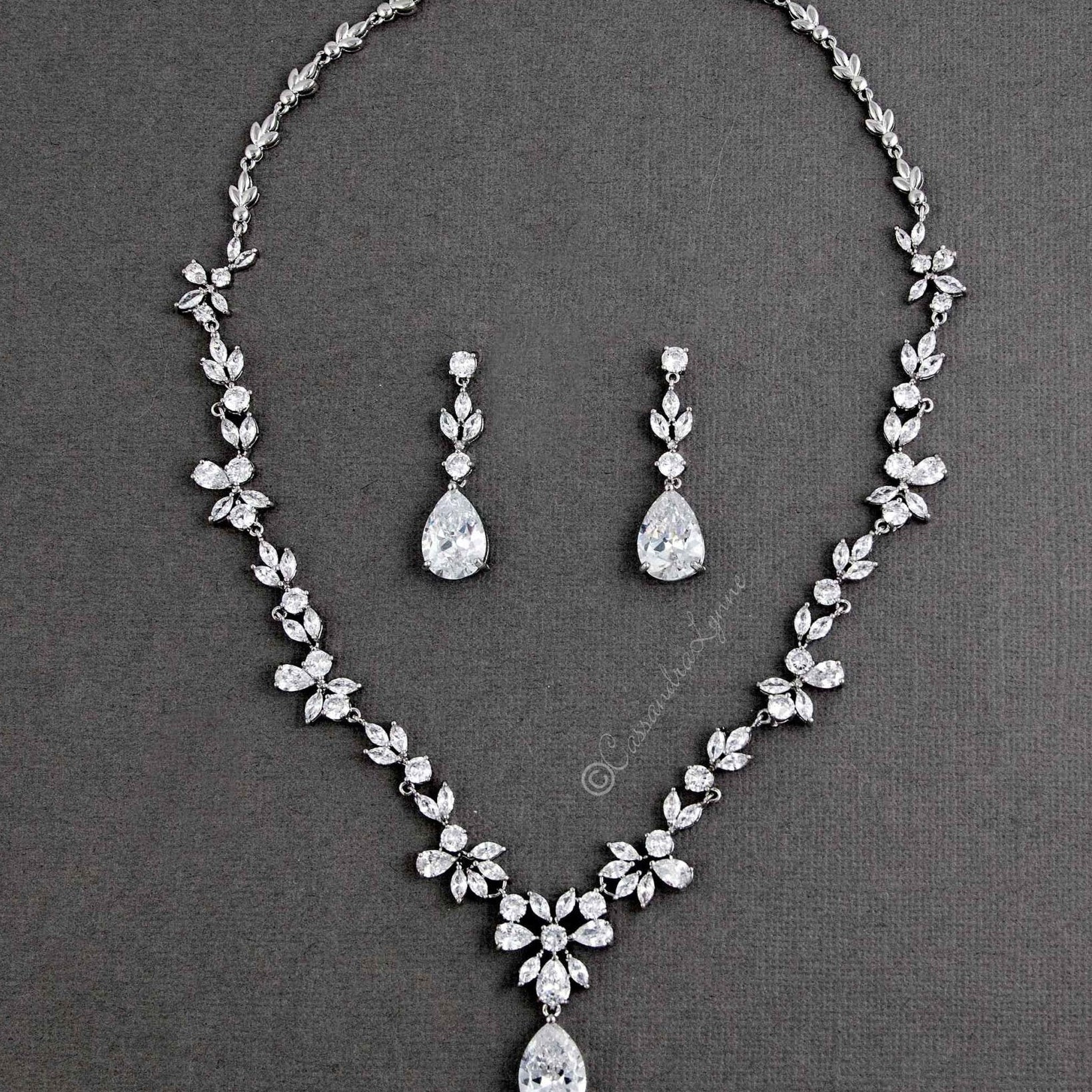 CZ Necklace Set Floral Design - Necklace Set - Cassandra Lynne