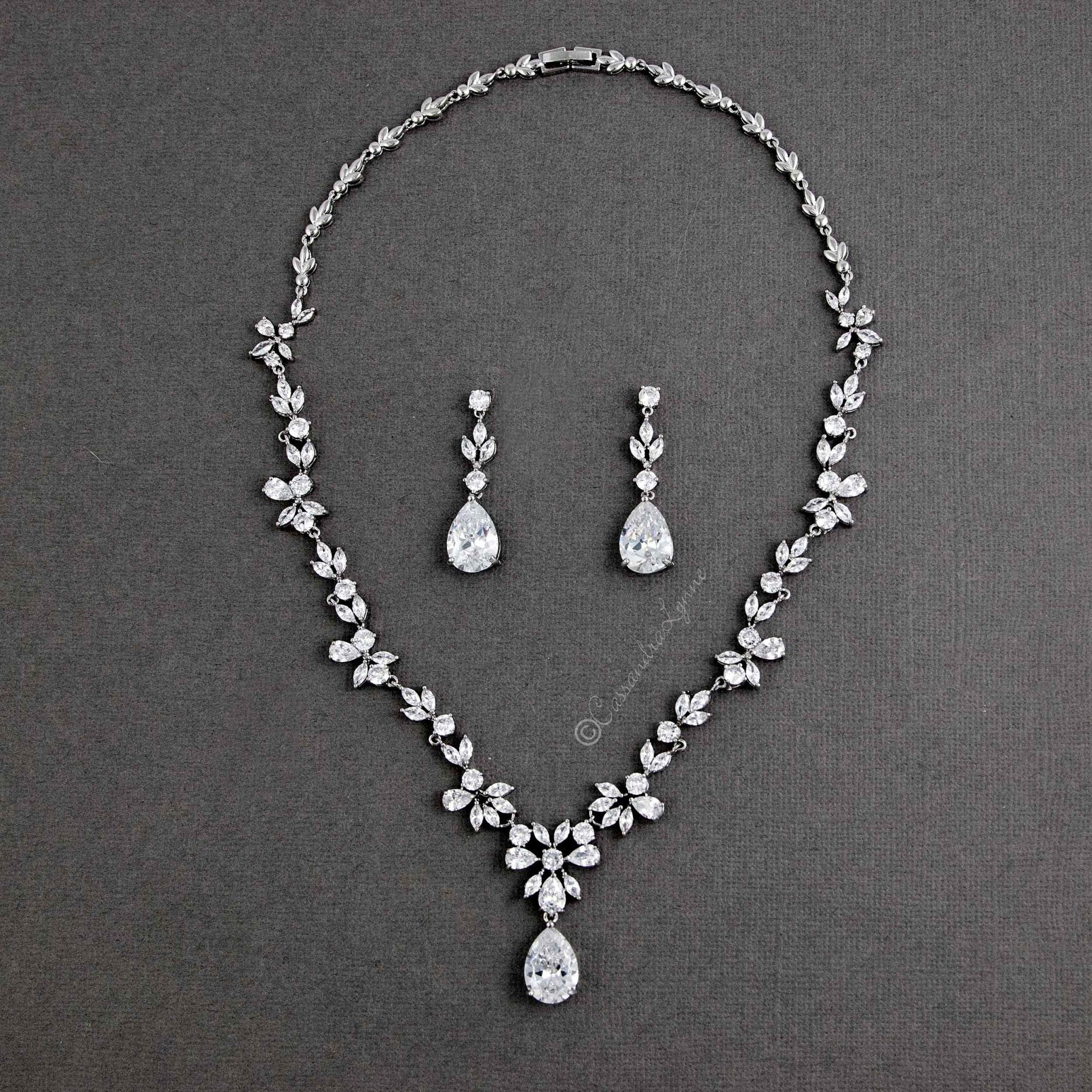 CZ Necklace Set Floral Design - Necklace Set - Cassandra Lynne