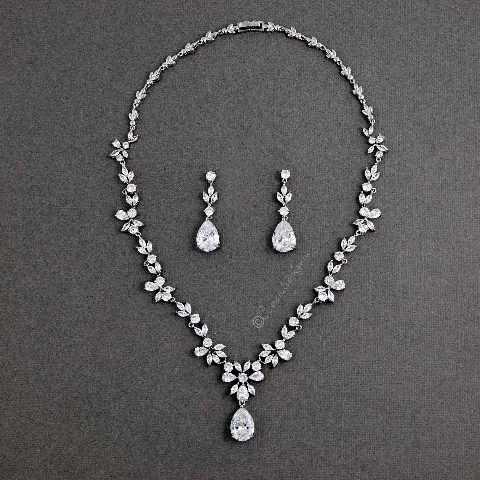 CZ Necklace Set Floral Design - Necklace Set - Cassandra Lynne