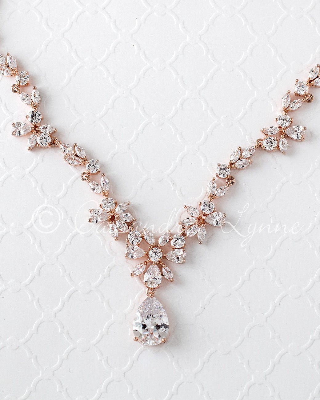 CZ Necklace Set Floral Design - Necklace Set - Cassandra Lynne