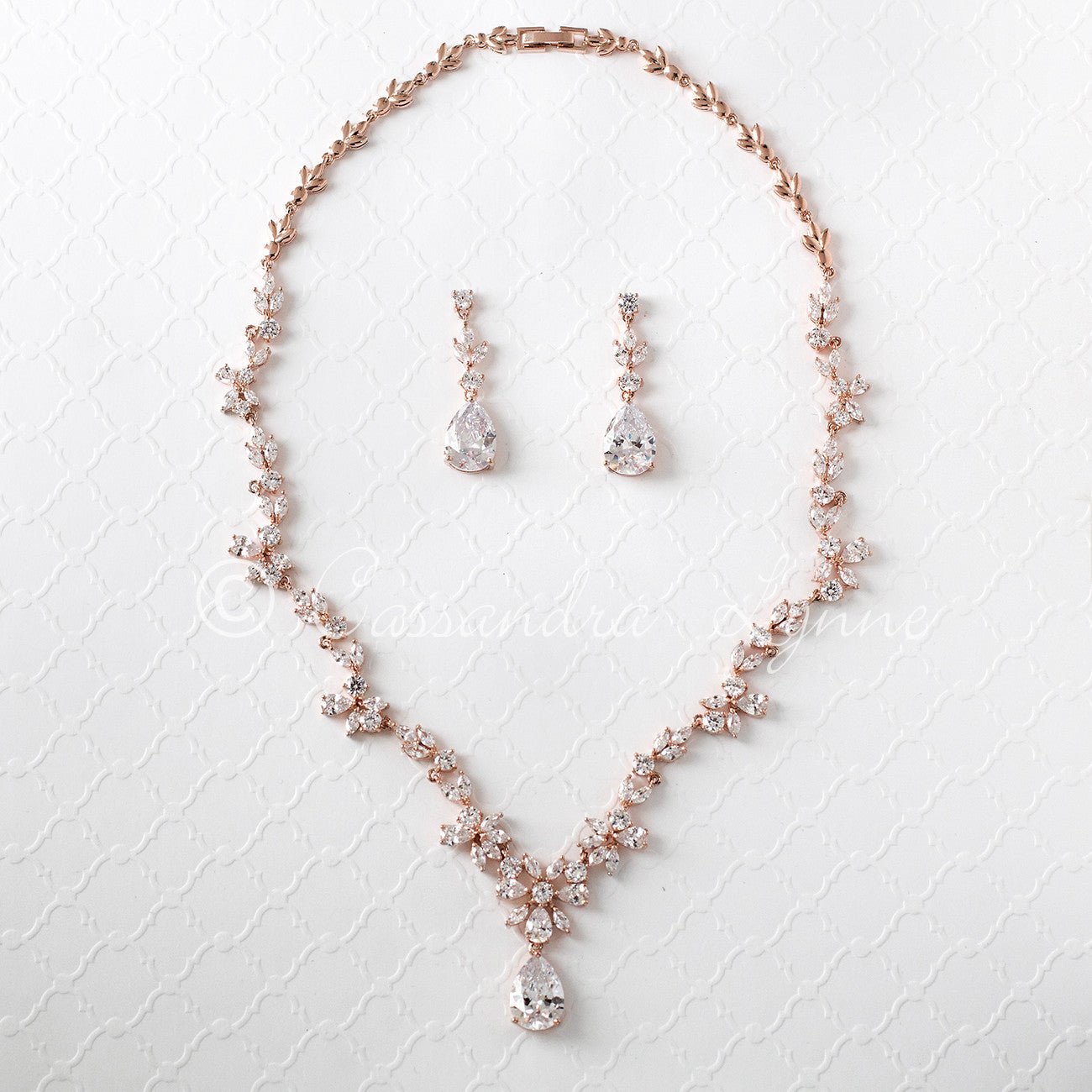 CZ Necklace Set Floral Design - Necklace Set - Cassandra Lynne