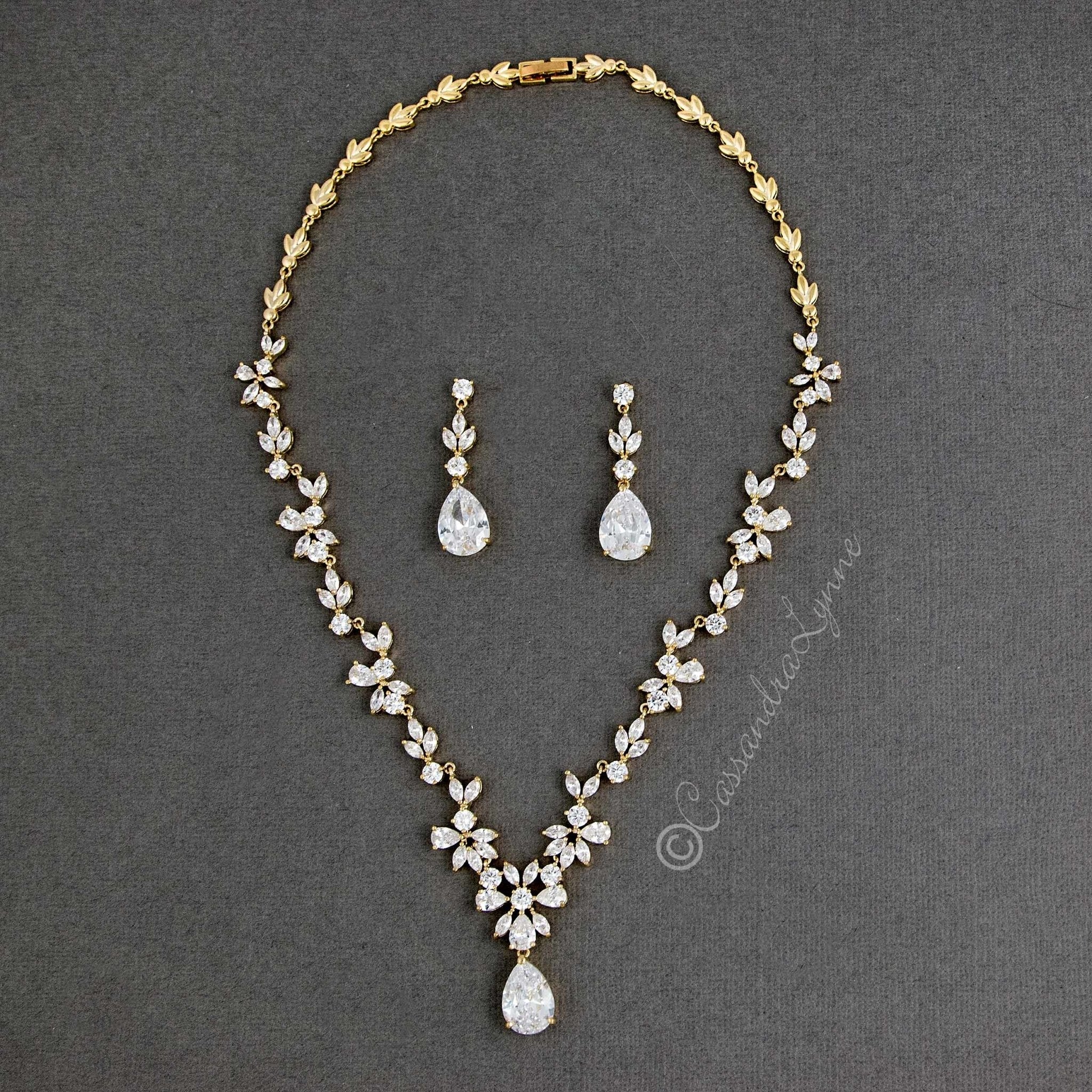 CZ Necklace Set Floral Design - Necklace Set - Cassandra Lynne