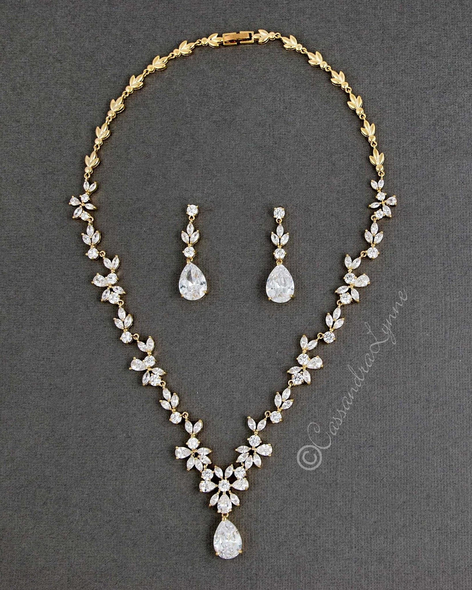 CZ Necklace Set Floral Design - Necklace Set - Cassandra Lynne