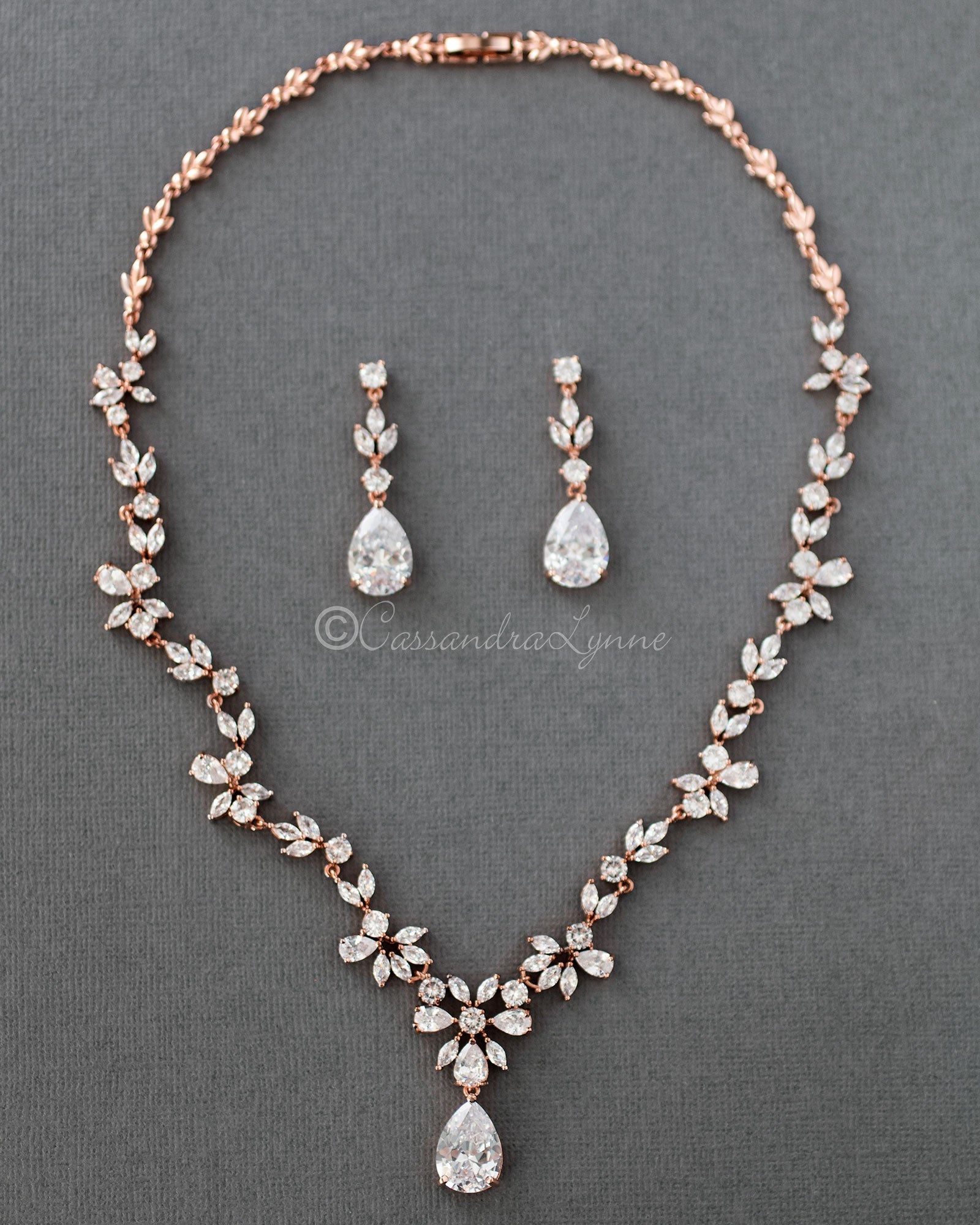 CZ Necklace Set Floral Design - Cassandra Lynne