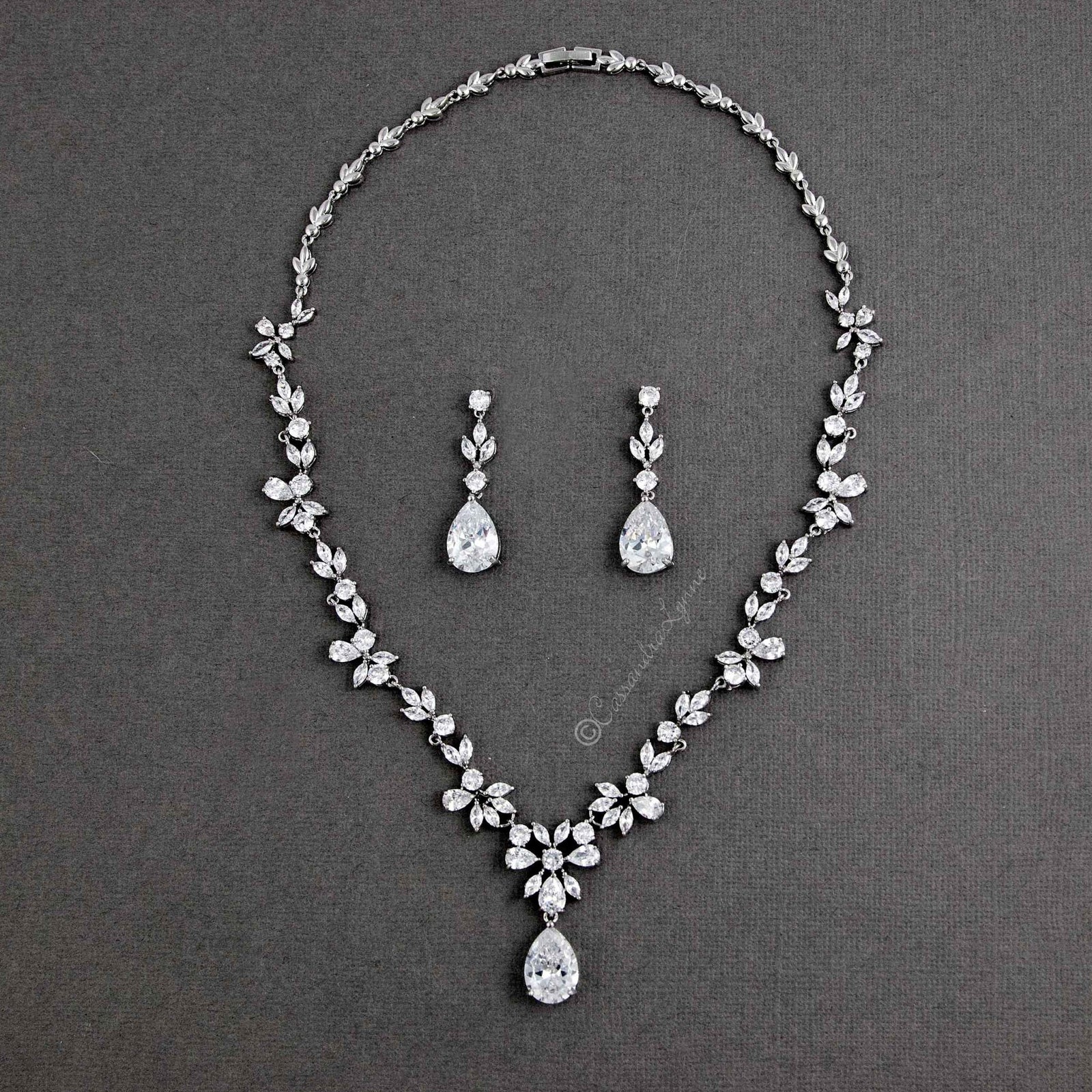CZ Necklace Set Floral Design - Cassandra Lynne