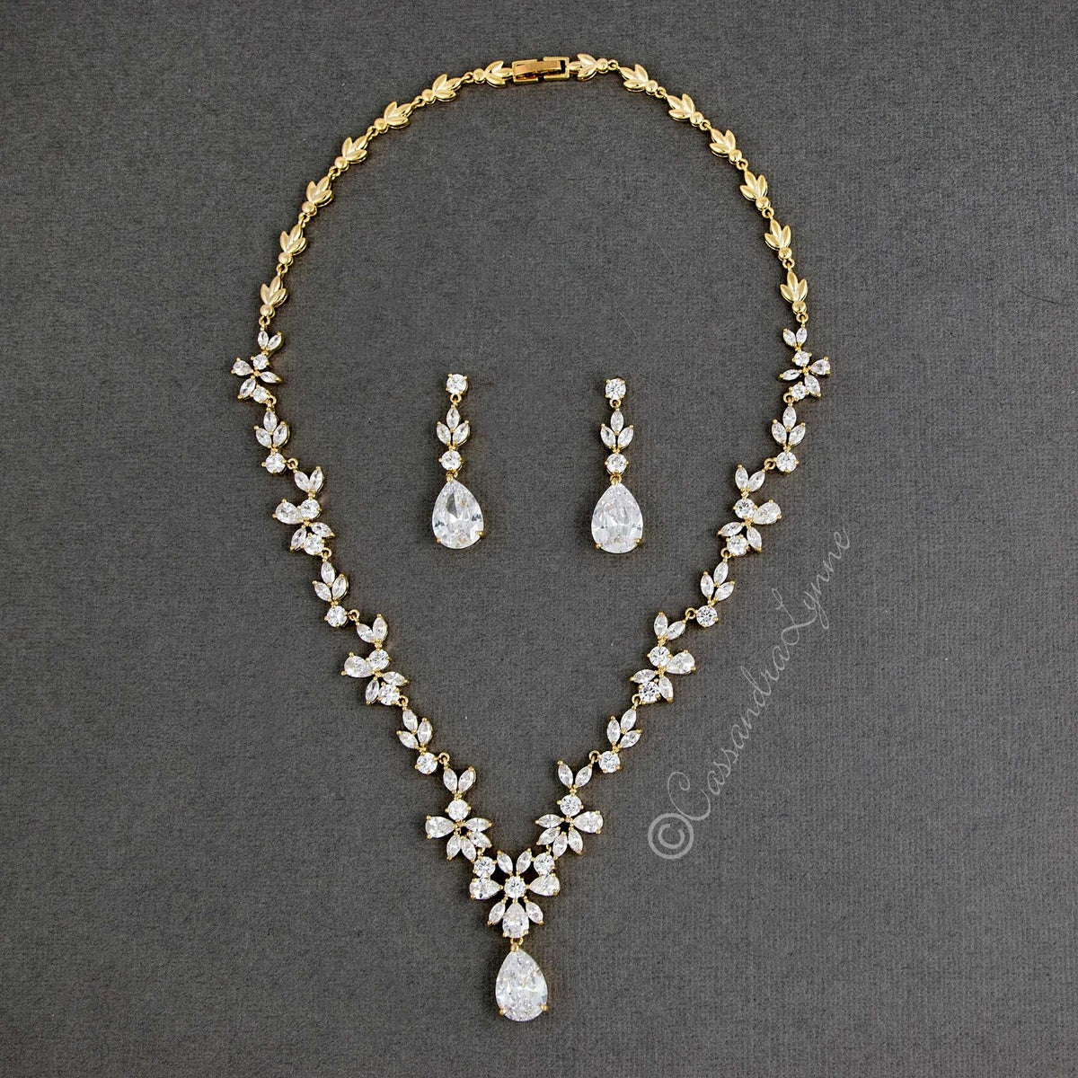 CZ Necklace Set Floral Design - Cassandra Lynne