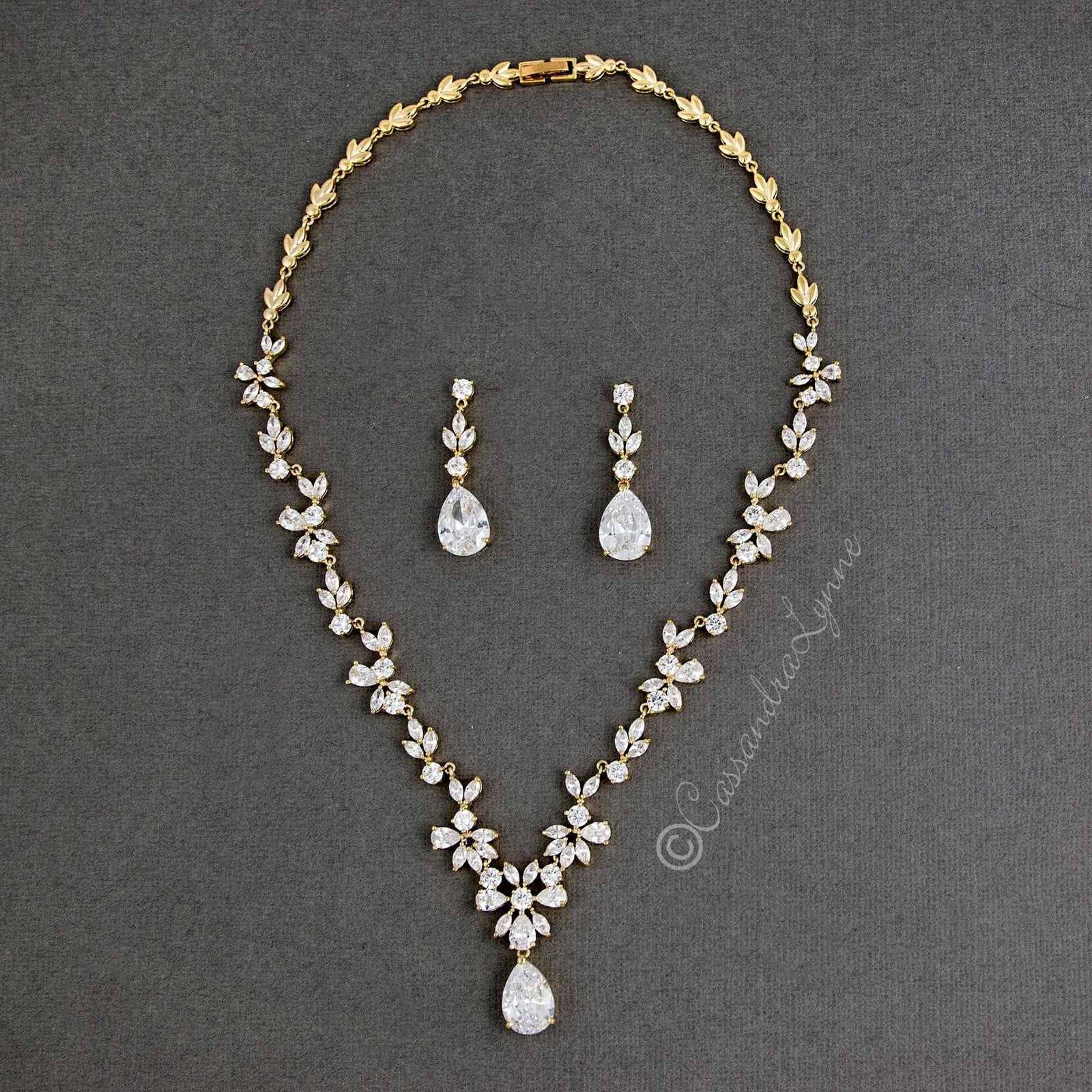 CZ Necklace Set Floral Design - Cassandra Lynne