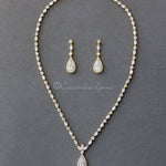 CZ Necklace Set of Delicate Elongated Teardrops - Necklace Set - Cassandra Lynne