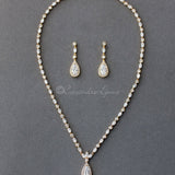 CZ Necklace Set of Delicate Elongated Teardrops - Necklace Set - Cassandra Lynne