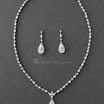 CZ Necklace Set of Delicate Elongated Teardrops - Necklace Set - Cassandra Lynne