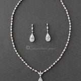 CZ Necklace Set of Delicate Elongated Teardrops - Necklace Set - Cassandra Lynne