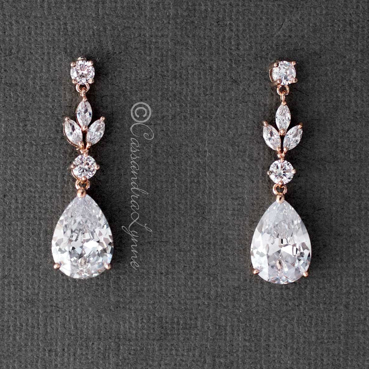 CZ Pear Drop Bridal Earrings - Earrings - Cassandra Lynne