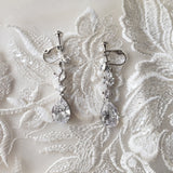CZ Pear Drop Bridal Earrings Screw Back - Earrings - Cassandra Lynne