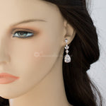 CZ Pear Drop Bridal Earrings Screw Back - Earrings - Cassandra Lynne