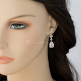 CZ Pear Drop Bridal Earrings Screw Back - Earrings - Cassandra Lynne