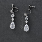 CZ Pear Drop Bridal Earrings Screw Back - Earrings - Cassandra Lynne