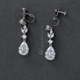 CZ Pear Drop Bridal Earrings Screw Back - Earrings - Cassandra Lynne