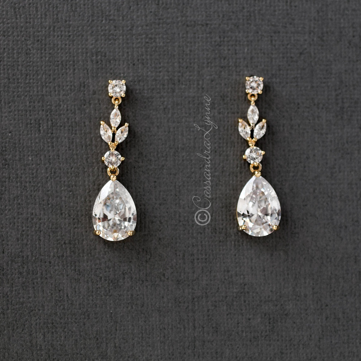 CZ Pear Drop Bridal Earrings - Cassandra Lynne