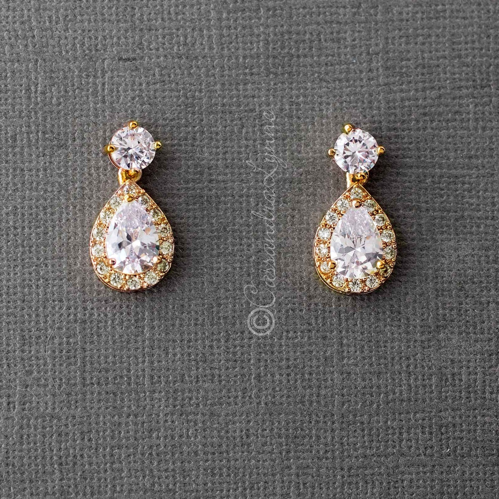 CZ Simple Pave Wedding Earrings - Earrings - Cassandra Lynne