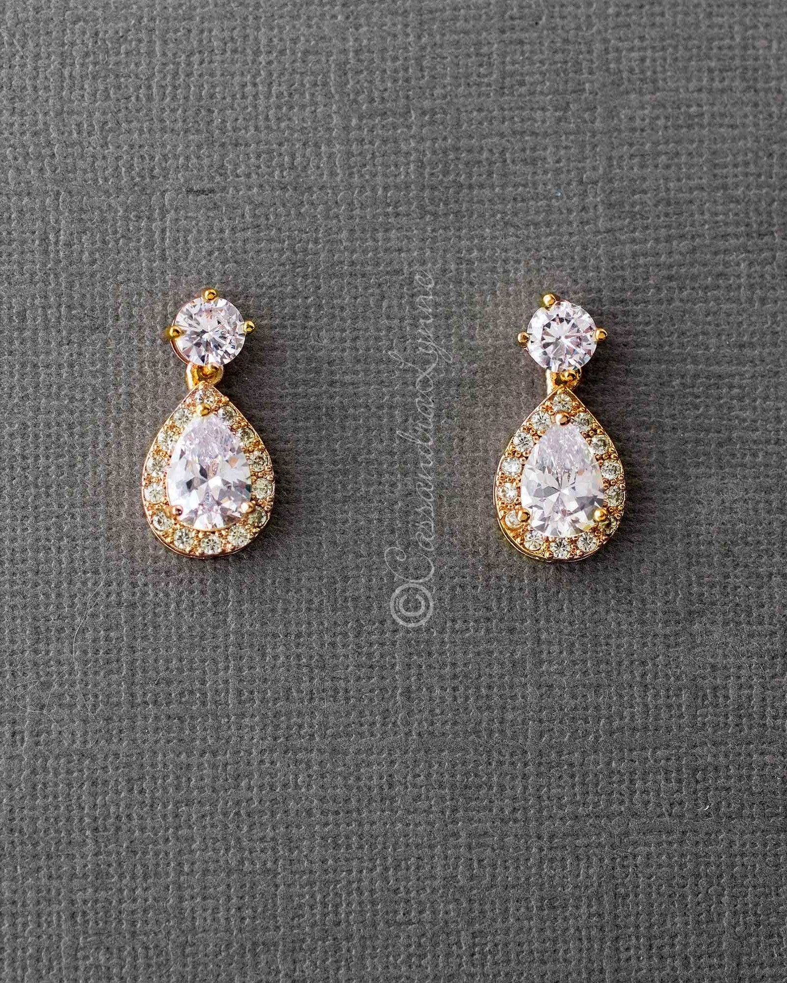CZ Simple Pave Wedding Earrings - Earrings - Cassandra Lynne