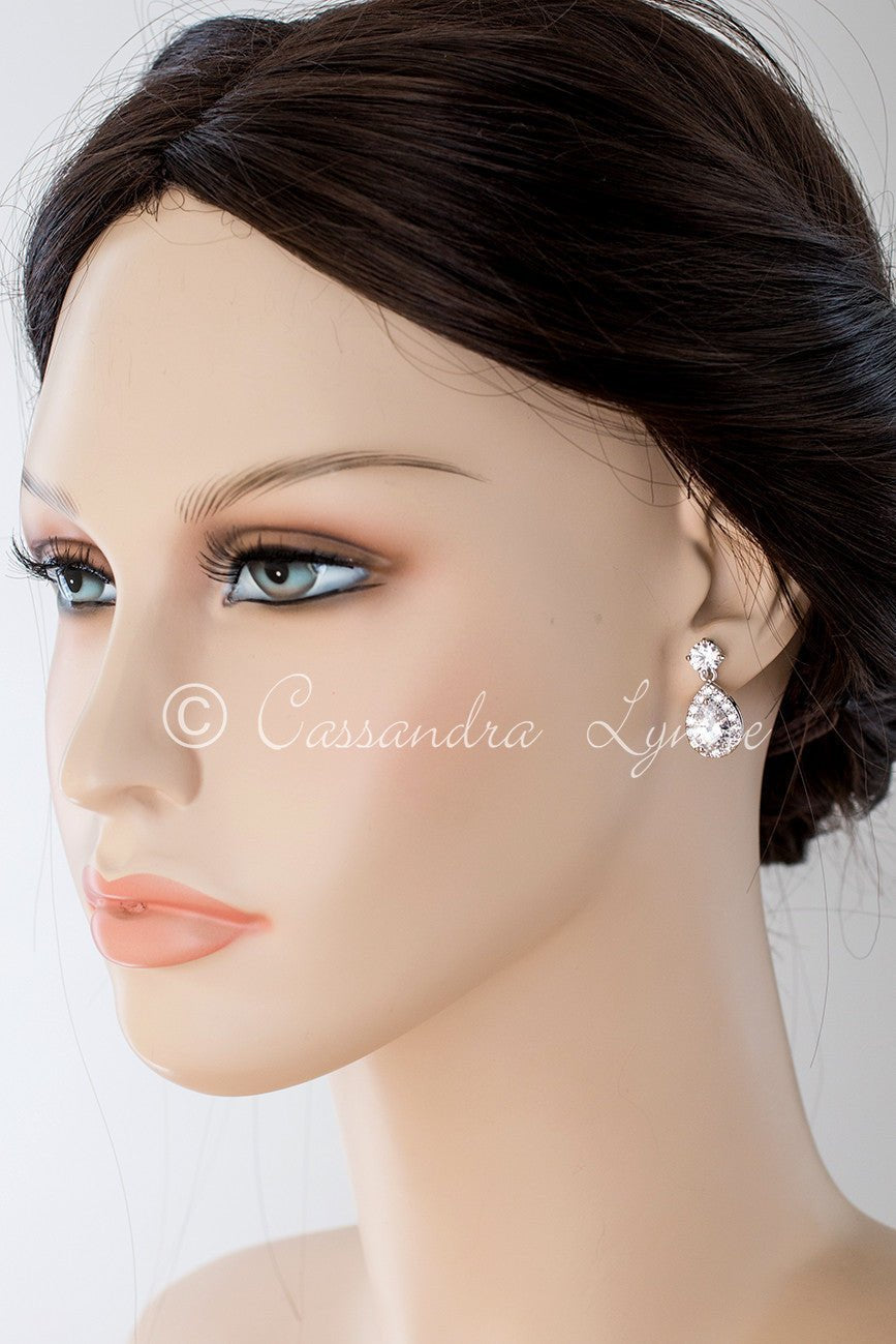 CZ Simple Pave Wedding Earrings - Earrings - Cassandra Lynne