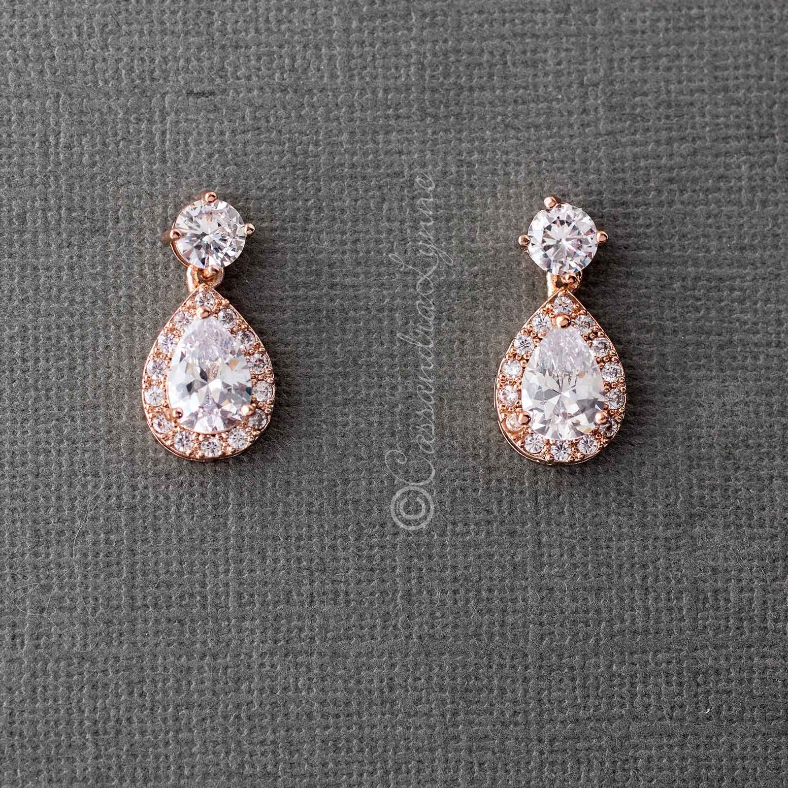 CZ Simple Pave Wedding Earrings - Earrings - Cassandra Lynne