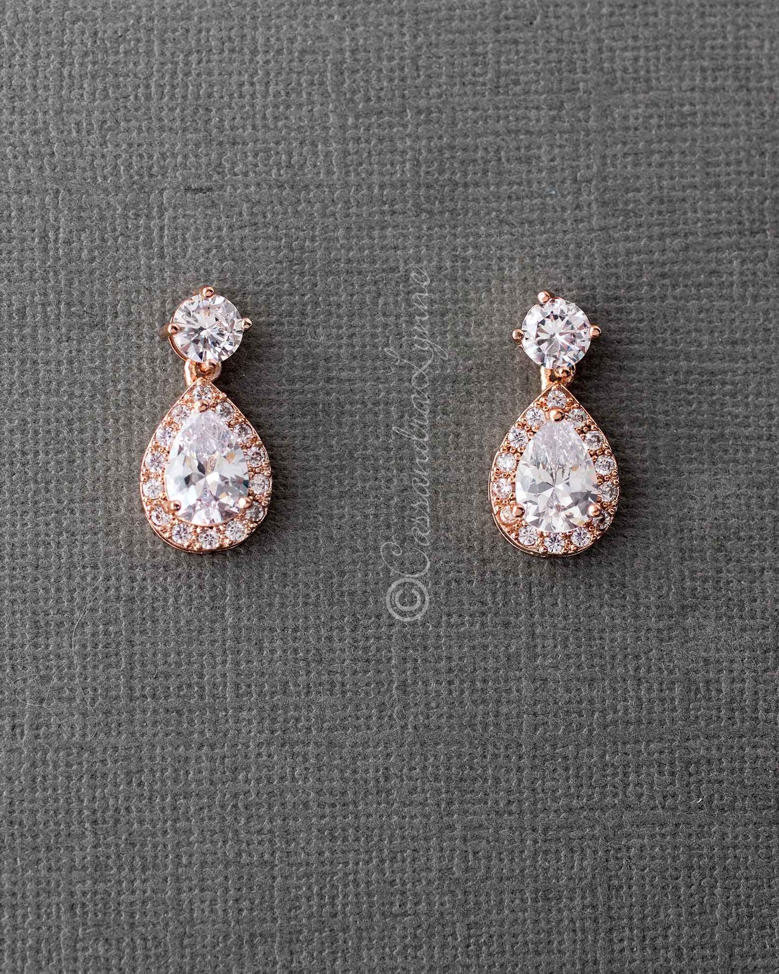 CZ Simple Pave Wedding Earrings - Earrings - Cassandra Lynne