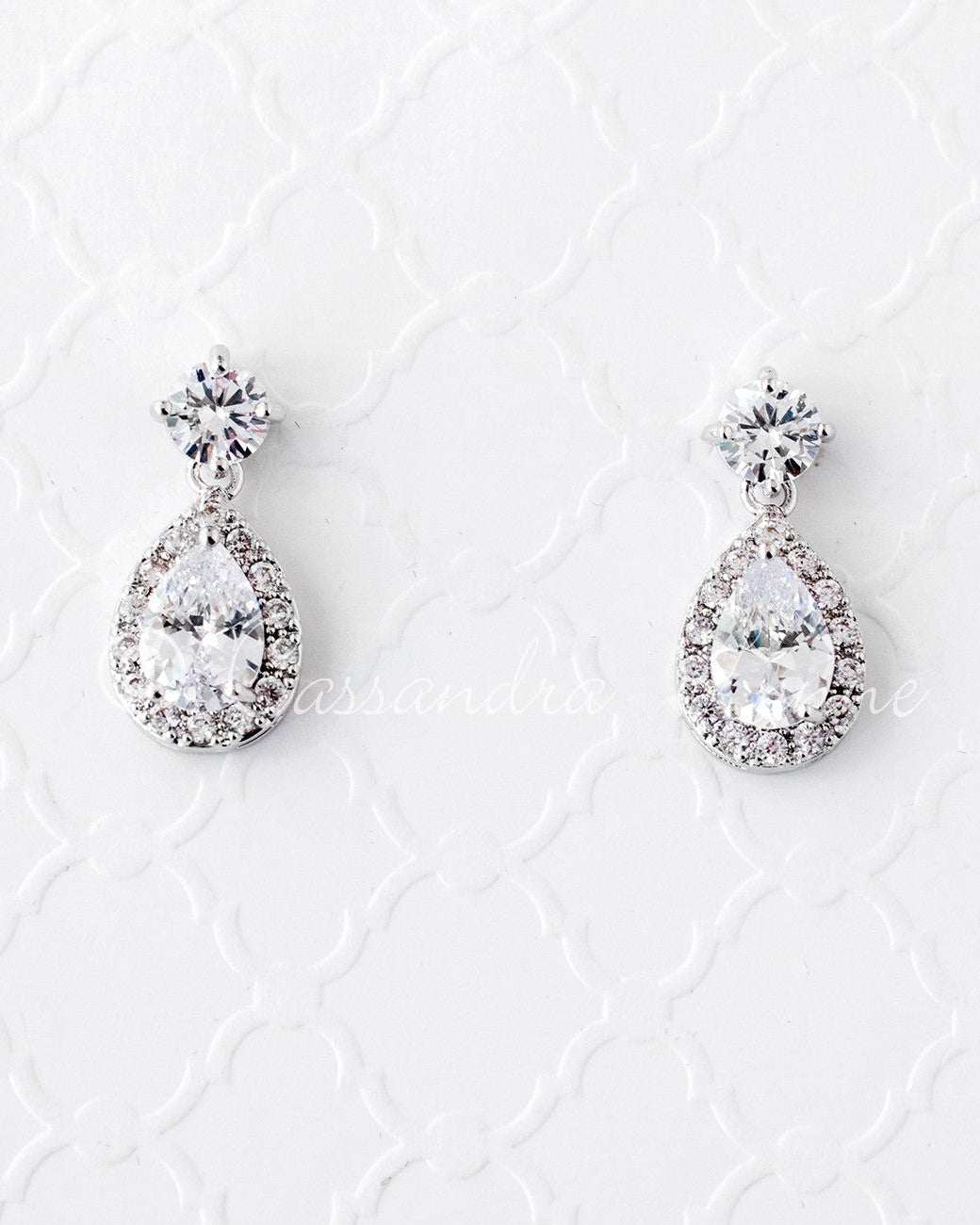 CZ Simple Pave Wedding Earrings - Earrings - Cassandra Lynne