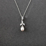 CZ Teardrop Pearl Pendant Necklace - Necklace Set - Cassandra Lynne