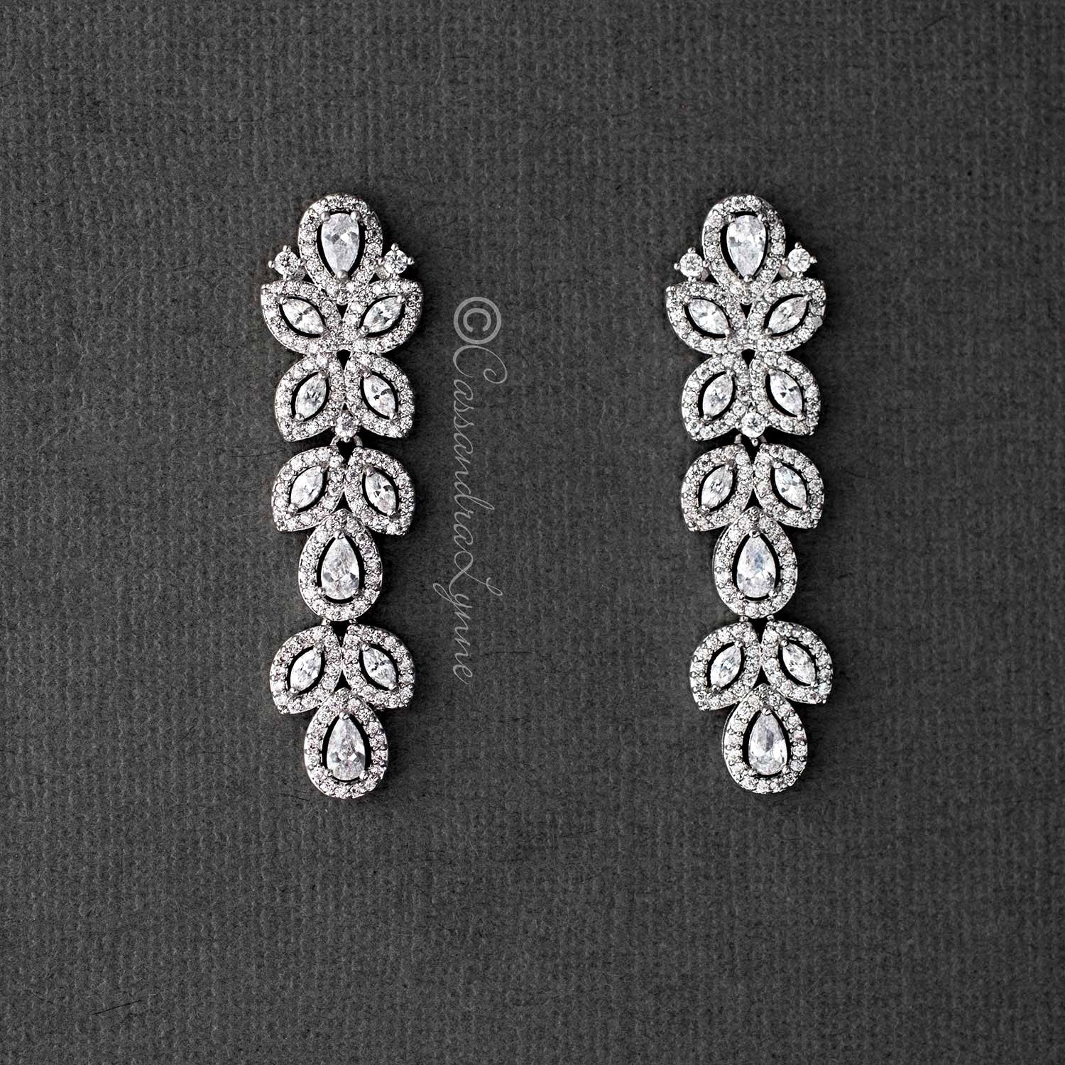 CZ Vintage Styled Dangle Bridal Earrings