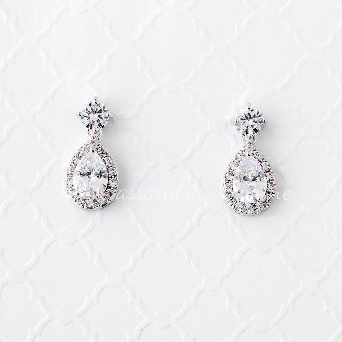 CZ Simple Pave Wedding Earrings - Cassandra Lynne