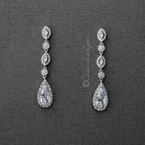 CZ Wedding Earrings of Elongated Teardrops - Earrings - Cassandra Lynne