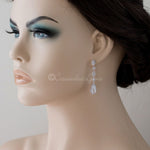CZ Wedding Earrings of Elongated Teardrops - Earrings - Cassandra Lynne