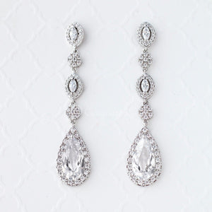 CZ Wedding Earrings in Rhodium