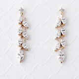 CZ Wedding Earrings with a Marquise Vine Design - Earrings - Cassandra Lynne