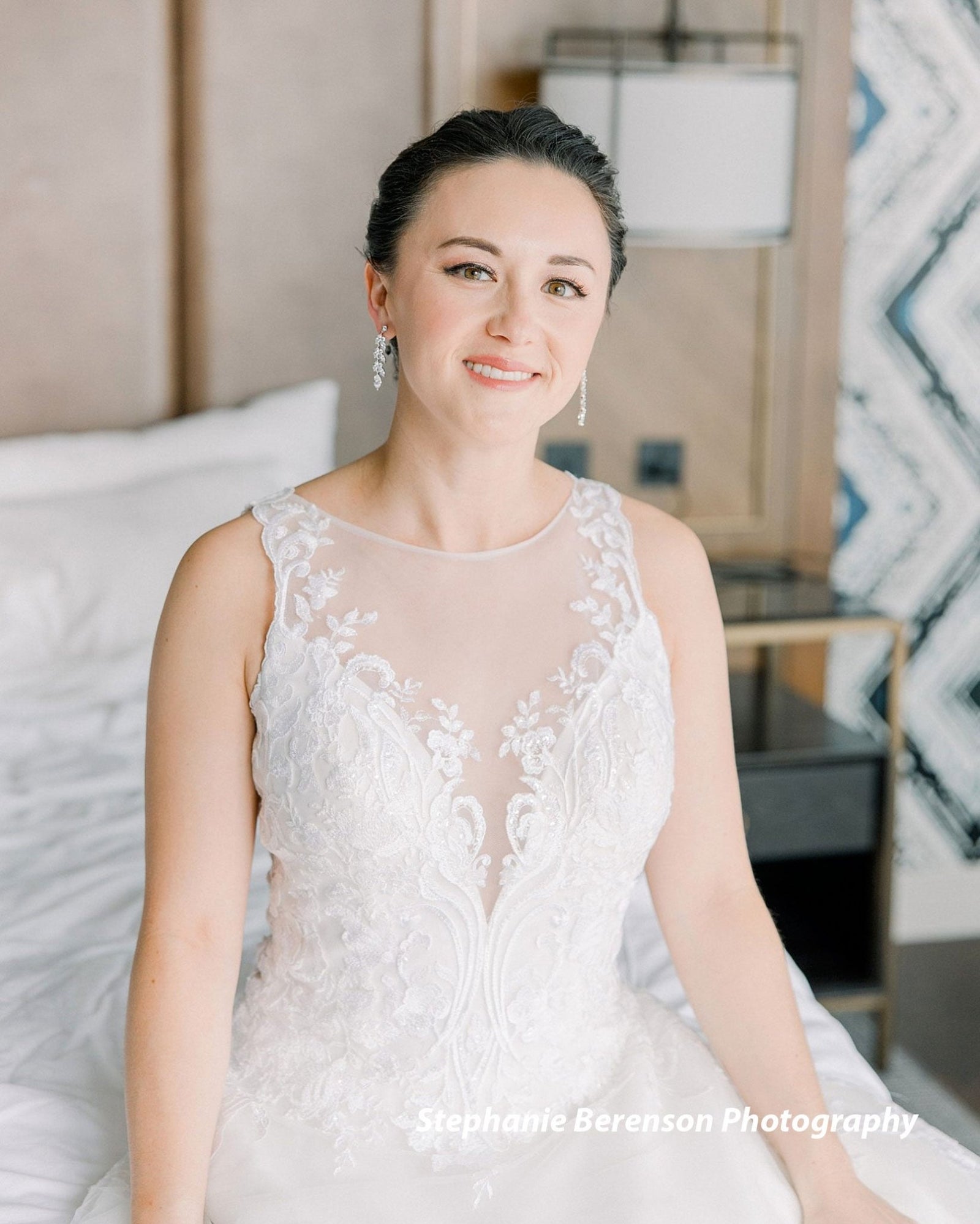 CZ Wedding Earrings with a Marquise Vine Design - Cassandra Lynne