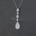 CZ Wedding Necklace Elongated Teardrop - Pendant - Cassandra Lynne