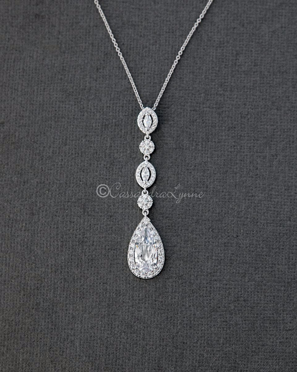 Teardrop wedding sale necklace