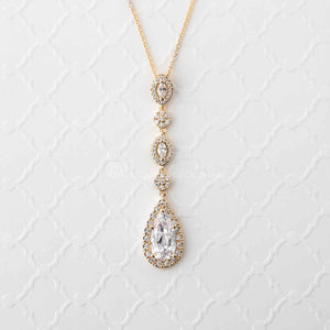 CZ Wedding Necklace in Rose Gold Silver Gold