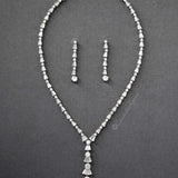 CZ Wedding Necklace with Art Deco Flair - Necklace Set - Cassandra Lynne