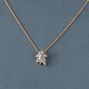 Dainty CZ Leaf Cluster Pendant Necklace - Cassandra Lynne