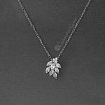 Dainty CZ Leaf Cluster Pendant Necklace - Pendant - Cassandra Lynne