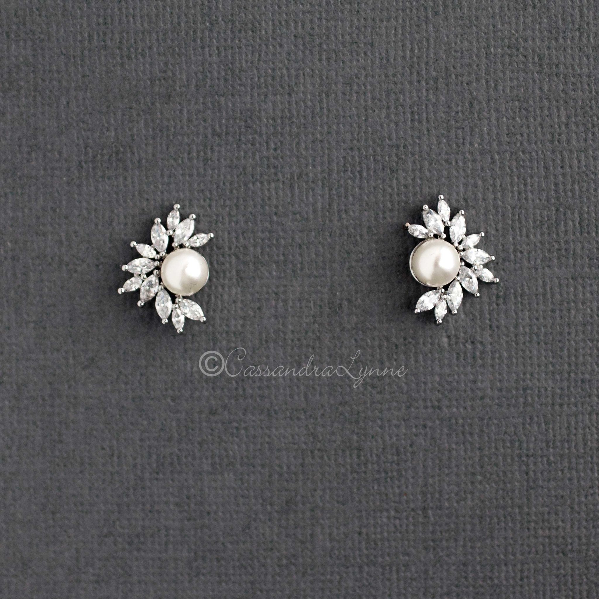 Dainty Marquise Leaf Stud Earrings - Earrings - Cassandra Lynne