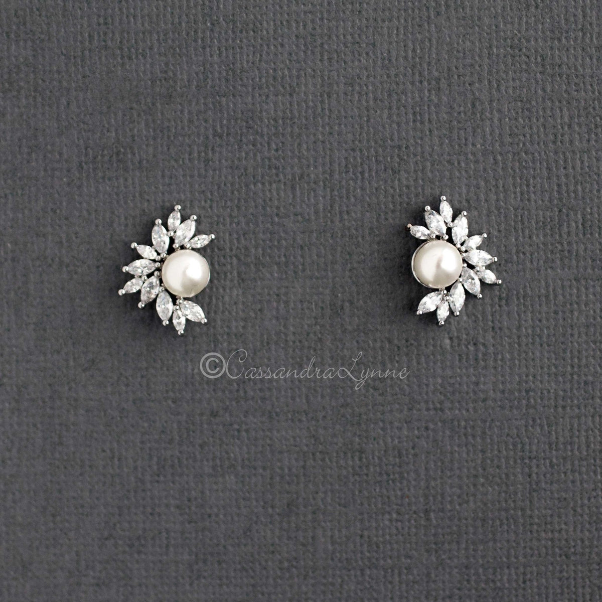 Dainty Marquise Leaf Stud Earrings - Earrings - Cassandra Lynne