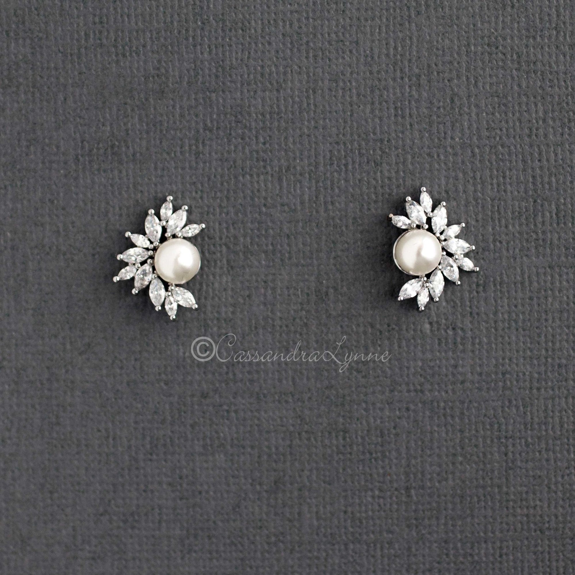 Dainty Marquise Leaf Stud Earrings - Earrings - Cassandra Lynne