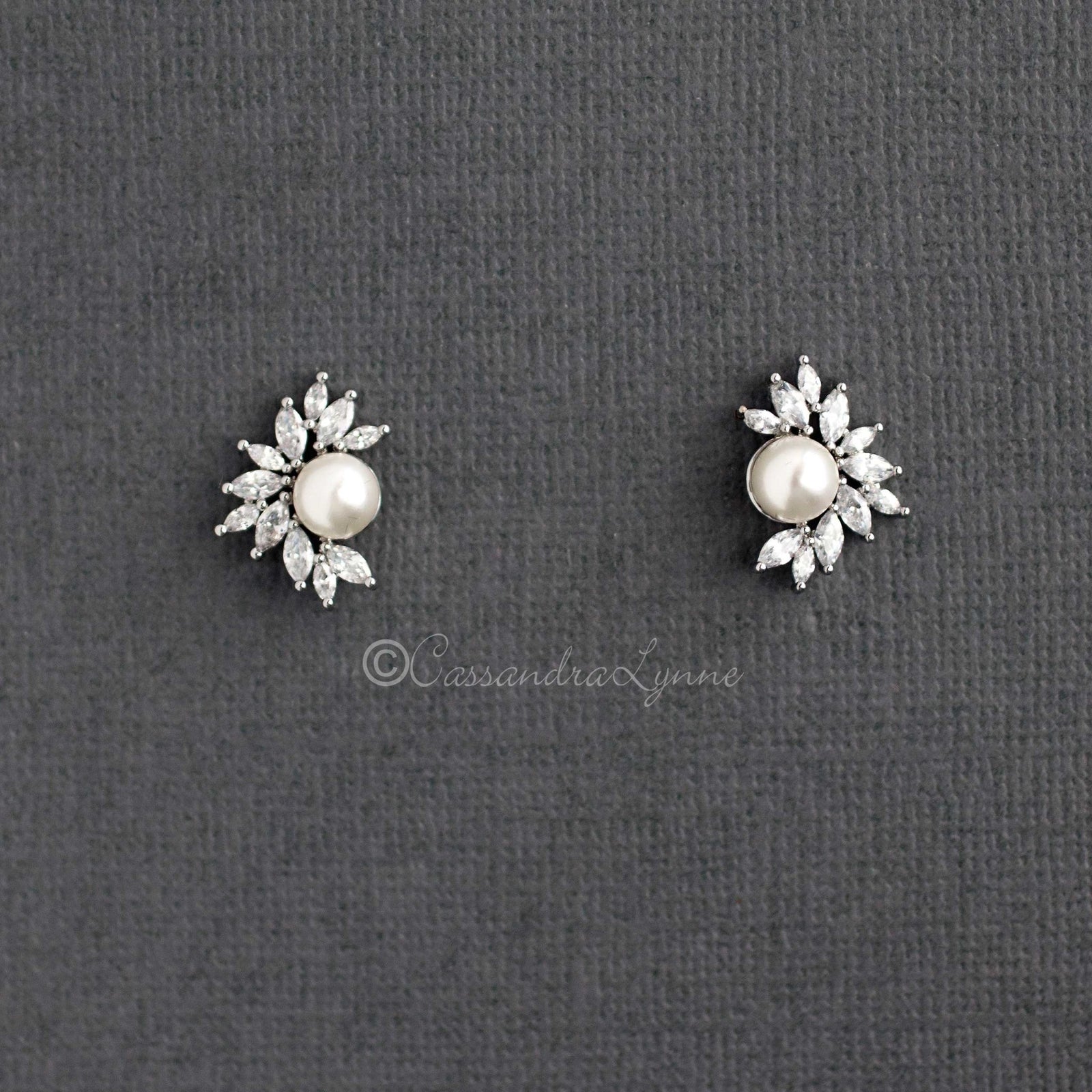 Dainty Marquise Leaf Stud Earrings - Cassandra Lynne