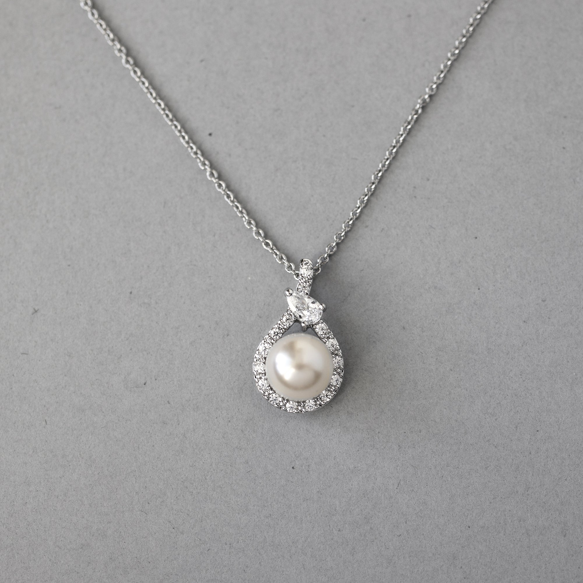 Wrapped Pearl CZ Pendant Necklace - Cassandra Lynne