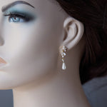Dainty Teardrop Pearl Drop CZ Earrings - Earrings - Cassandra Lynne