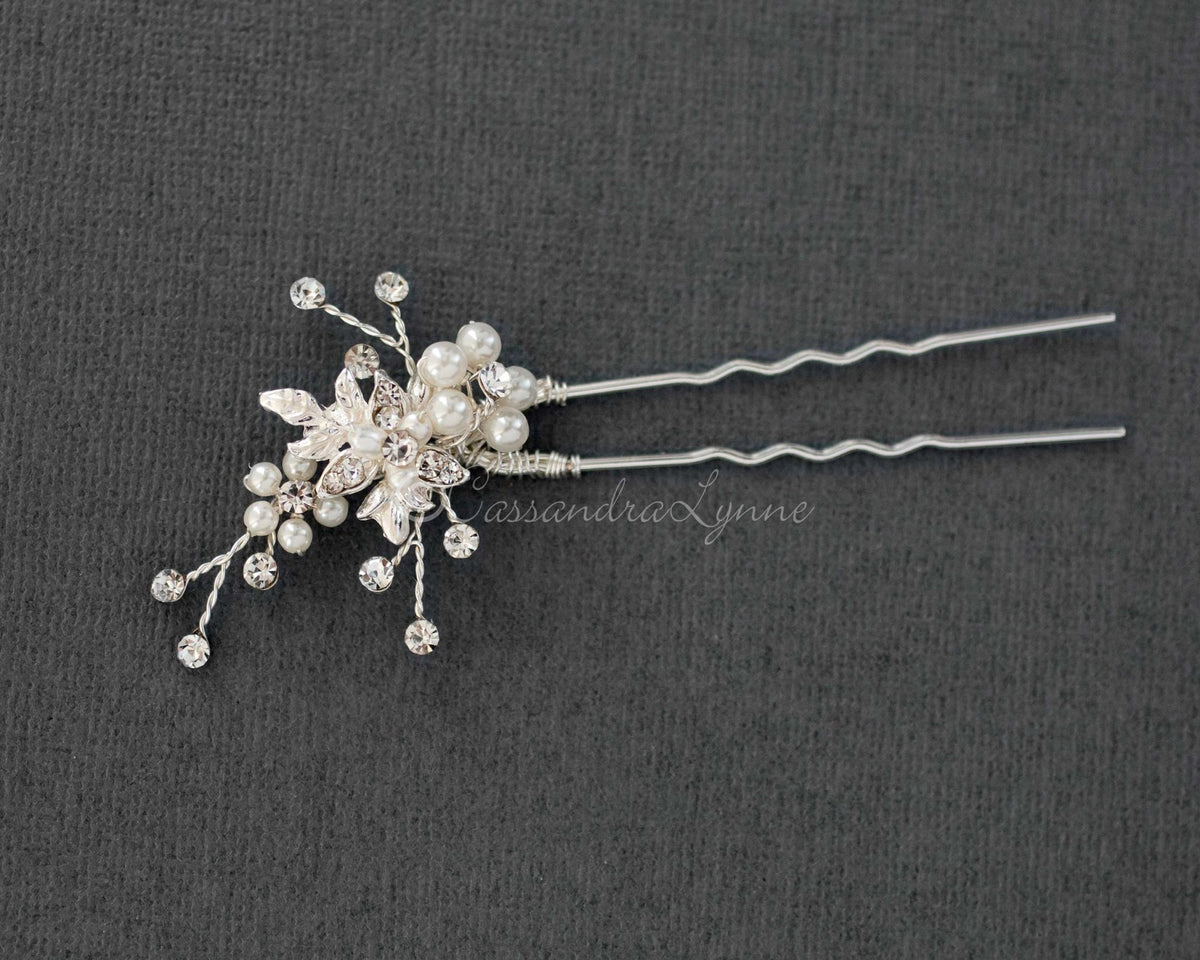 Delicate Bridal Hair Pin with Pearls - Hair Pins - Cassandra Lynne