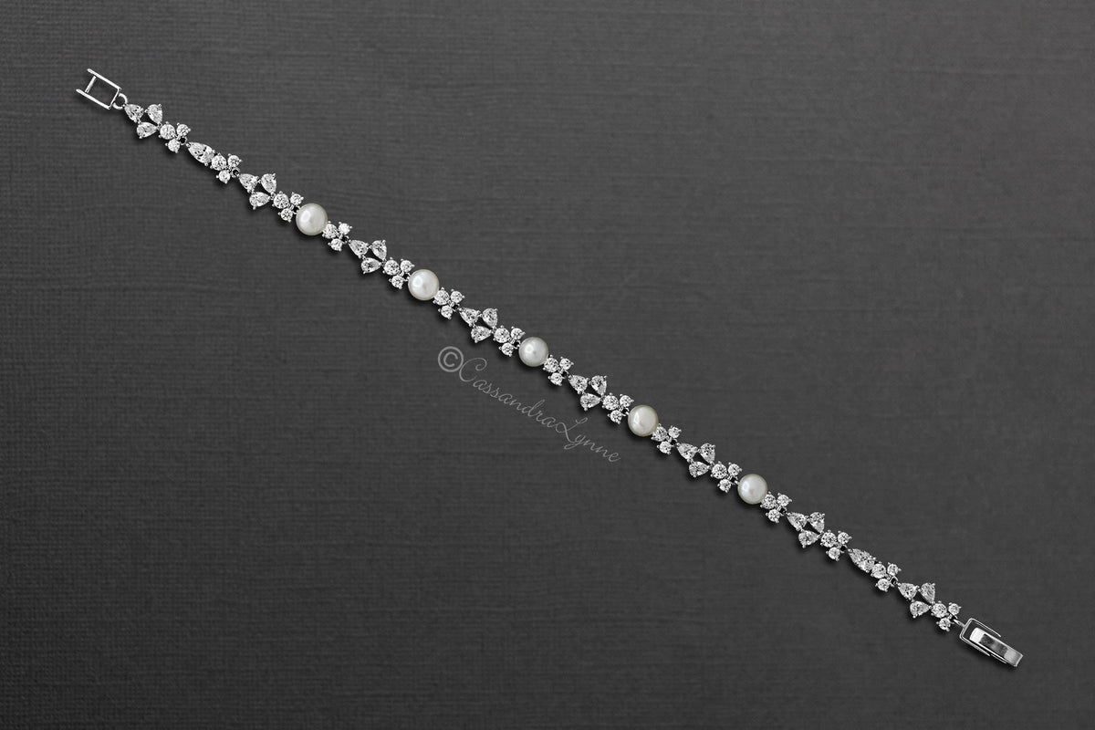 Delicate Freshwater Pearl CZ Bracelet - Cassandra Lynne
